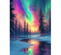 Peinture Numero Aurore Paysage Peinture Numero Enfant, DIY kit de Peinture à l'huile Numérique Sur Toile avec Pinceaux et Pigments Acryliques, kit loisir Creatif Adulte, Décor à Maison 30x40cm W-736