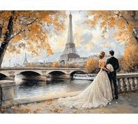 Peinture Numero Automne Peinture par Numero Adulte Paris Activité Manuelle Adulte,DIY Paint by Numbers Kits avec Pinceaux et Acryliques Peintures pour la Décoration Maison Cadeaux 80x100cm E1-1558