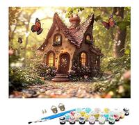 Peinture Numero cabane dans les arbres DIY Peinture Numero Adulte Débutants 20x30CM Papillon Numéro d'Art Kit avec Peintures et 3 Pinceaux pour Décoration Murale Cadeaux Maison (Sans Cadre) L8-492
