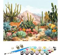 Peinture Numero cactus Peinture par Numéros pour Adulte Amour Peinture Numero Adultes Loisirs Créatifs,DIY Paint by Numbers Kits avec Pinceaux et Acryliques pour la Décoration de Maison 30x20cm M-1429