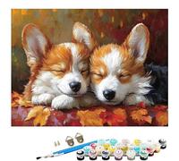 Peinture Numero chien DIY Peinture Numero Adulte Débutants 80 x 120 cm Feuille d'érable Numéro d'Art Kit avec Peintures et 3 Pinceaux pour Décoration Murale et Cadeaux Pour Maison (Sans Cadre) L8-310