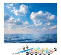 Peinture Numero Ciel DIY Peinture Numero Adulte Débutants 100x150cm mer Numéro d'Art Kit avec Peintures et 3 Pinceaux pour Décoration Murale Maison Automne, Anniversaire Cadeau (Sans Cadre) L8-878