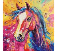 Peinture Numero coloré, Kit Peinture Numero D'Art Adulte Cheval, DIY Loisirs CréAtifs Adultes Avec Toile, Peinture Acrylique & Pinceaux, Decoration Chambre, Cadeau Femme, Sans Cadre 60x60cm 3-127
