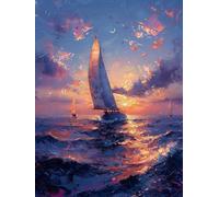 Peinture Numero Enfant Bateau Peinture par Numero Sea Paint by Numbers, Loisir Creatif Adulte DIY Kit Creatif Adulte Canevas Painting pour Décoration Murale, Cadeau Femme Avec Cadre 30x40cm G-A334