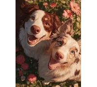 Peinture Numero Enfant Border Collie Peinture par Numero Fleur Paint by Numbers, Loisir Creatif Adulte DIY Kit Creatif Adulte Canevas Painting Décoration Murale, Cadeau Avec Cadre 100x135cm M-P968