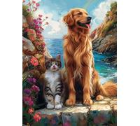 Peinture Numero Enfant Chat Peinture par Numero Chien Paint by Numbers, Loisir Creatif Adulte DIY Kit Creatif Adulte Canevas Painting pour Décoration Murale, Cadeau Femme Avec Cadre 60x80cm 2-GW28