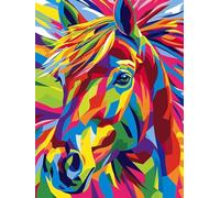Peinture Numero Enfant Cheval Peinture par Numero Animal Paint by Numbers, Loisir Creatif Adulte DIY Kit Creatif Adulte Canevas Painting pour Décoration Murale, Cadeau Femme Avec Cadre 80x100cm W-RU22