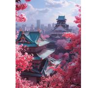 Peinture Numero Enfant Japon Peinture par Numero Fleur Paint by Numbers, Loisir Creatif Adulte DIY Kit Creatif Adulte Canevas Painting pour Décoration Murale, Cadeau Femme Avec Cadre 40x50cm M-7S71