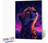 Peinture Numero Enfant LéOpard Peinture par Numero Ciel éToilé Paint by Numbers, Loisir Creatif Adulte DIY Kit Creatif Adulte Couleur Canevas Painting, Cadeau Femme Sans Cadre 40x60cm 7-QY18