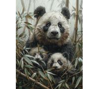 Peinture Numero Enfant Panda Peinture par Numero Bambou Paint by Numbers, Loisir Creatif Adulte DIY Kit Creatif Adulte Canevas Painting pour Décoration Murale, Cadeau Femme Avec Cadre 80x100cm 9-F036