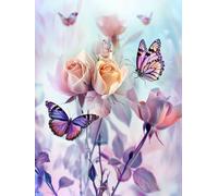 Peinture Numero Enfant Papillon Peinture par Numero Fleur Paint by Numbers, Loisir Creatif Adulte DIY Kit Creatif Adulte Canevas Painting pour Décoration Murale, Cadeau Femme Avec Cadre 60x80cm 9-HP17