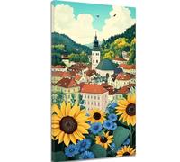 Peinture Numero Fleur 40x70cm Peinture Numero Enfant Ville Kit Creatif Adulte, Paint by Numbers for Adults avec Cadre Enfant Débutant Facile DIY de Kit Toile pour Décoration Maison, Cadeau k-1310