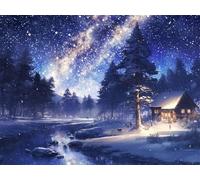 Peinture Numero Hiver Peinture par Numero Adulte Paysage Activité Manuelle Adulte,DIY Paint by Numbers Kits avec Pinceaux et Acryliques Peintures pour la Décoration Maison Cadeaux 80x100cm E1-1640