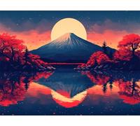 Peinture Numero Japon Peinture par Numero Adulte Coucher de soleil Activité Manuelle Adulte,DIY Paint by Numbers Kits,Pinceaux et Acryliques Peintures pour la Décor Maison Cadeaux 90x120cm E1-1686