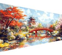Peinture Numero Japon Peinture par Numero Adulte Paysage Painting by Numbers avec Peinture Acrylique et Pinceaux Toile Colorée Kits Loisirs Créatifs Adultes, Decoration Murale Cadeau 50x100cm d6-46L