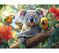 Peinture Numero Koala Peinture par Numero Adulte Perroquet Activité Manuelle Adulte,DIY Paint by Numbers Kits avec Pinceaux et Acryliques Peintures pour la Décoration Maison Cadeaux 45x60cm E1-1568