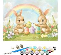 Peinture Numero lapin Peinture par Numéros pour Adulte ferme Peinture Numero Adultes Loisirs Créatifs,DIY Paint by Numbers Kits avec Pinceaux et Acryliques pour la Décoration de Maison 45x60cm M-1419