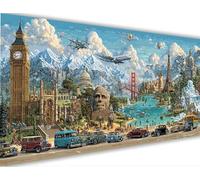 Peinture Numero Londres Peinture par Numero Adulte avec Cadre 50x150cm Paris Activité Manuelle Adulte,DIY Paint by Numbers Kits avec Pinceaux et Acryliques pour Décoration Maison Cadeaux LE-1062
