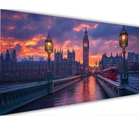 Peinture Numero Londres Peinture par Numero Adulte avec Cadre 80x160cm Paysage Activité Manuelle Adulte,DIY Paint by Numbers Kits avec Pinceaux et Acryliques pour Décoration Maison Cadeaux LE-1447
