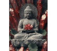 Peinture Numero Lotus Peinture par Numero Adulte Bouddha Activité Manuelle Adulte,DIY Paint by Numbers Kits avec Pinceaux et Acryliques Peintures pour la Décoration de la Maison Cadeaux 40x50cm E1-540