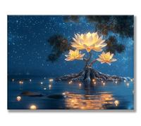 Peinture Numero Lotus Rêve Peinture Numero Adulte, Mosaique Kit Peintures, Toile Infroissable Kit, Coloriage par Numeros Adulte, Avec Pinceaux et Peintures Acryliques, Décor Maison 50x70cm w0d-55