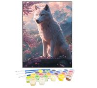 Peinture Numero Loup, Peinture par NuméRos pour Adulte Arbre, DIY Peinture Numero Enfant Loisirs CréAtifs Activité Manuelle Avec Pinceau Pigment Acrylique pour DéCoration De La Maison 40 x 50 cm 64-V