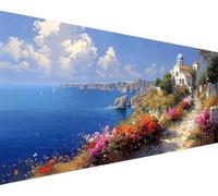Peinture Numero Mer Peinture par Numero Adulte Fleur Painting by Numbers avec Peinture Acrylique et Pinceaux Toile Colorée Kits Loisirs Créatifs Adultes, Decoration Murale Cadeau 50x100cm z6-50M