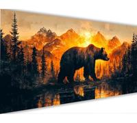 Peinture Numero Ours Peinture par Numero Adulte avec Cadre 40x80cm Paysage Activité Manuelle Adulte,DIY Paint by Numbers Kits avec Pinceaux et Acryliques pour Décoration Maison Cadeaux LE-1033