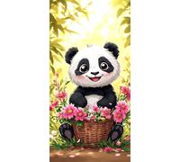 Peinture Numero, Panda Fleur Peinture par Numero Adulte, DIY kit de Peint à l'huile Numérique Enfant, Avec Toile Infroissable, Pinceaux et Peint Acryliques, Activité Manuelle Adulte 40x80cm L-916