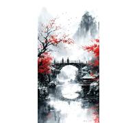 Peinture Numero Paysage Japon, DIY Peinture Numero Enfant Débutants kit, XXL Loisir Creatif Adulte Mosaique kit, avec 3- Pinceaux et Pigments Acryliques, Décor Maison Cadeau (Sans Cadre) 40x80cm L-621
