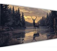 Peinture Numero Paysage Peinture par Numero Adulte avec Cadre 50x100cm Cerf Activité Manuelle Adulte,DIY Paint by Numbers Kits avec Pinceaux et Acryliques pour Décoration Maison Cadeaux LE-1102