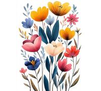 Peinture Numero Simplicité Peinture par Numero Adulte Fleur Activité Manuelle Adulte,DIY Paint by Numbers Kits avec Pinceaux et Acryliques Peintures pour la Décoration Maison Cadeaux 60x80cm E1-960