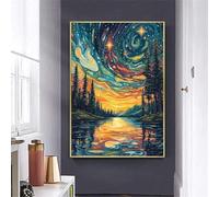 Peinture Numéros Adulte, DIY Toile Peinture Acrylique pour Adultes Débutants Facile Sur Toile 25x35 cm Activité Manuelle Avec Peintures kit, Décoration de Maison Ciel étoilé Van Gogh(Sans Cadre) Q-38