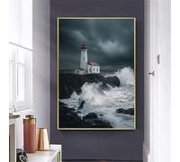 Peinture Numéros Adulte, DIY Toile Peinture Acrylique pour Adultes Débutants Facile Sur Toile 60x80 cm Activité Manuelle Peintures kit, Décoration de Maison Cottage en bord de mer(Sans Cadre) Q-920