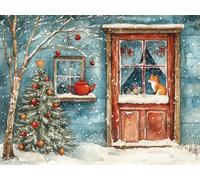 Peinture Numeros Adulte Noël Peinture par Numero Adulte Arbre Peinture Numero avec Cadre Toile 40X50CM, Paint by Numbers avec Peinture Acrylique et Pinceau pour Decoration Noel Interieur Maison