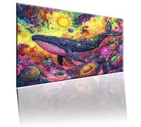 Peinture Numéros Adulte Rêve, DIY Peinture Acrylique pour Enfants Débutants Facile sur Toile 60x80cm avec Peintures et Pinceaux, Activite Manuelle Adulte Pour la Décoration Maison, Baleine 2w-812