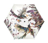 Peinture Oiseau Fleur Parapluie Pliant À Fermeture Automatique Protection UV pour Enfants Filles Plage Femmes