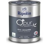 Peinture O'PUR murs, boiseries & radiateurs - RIPOLIN - 472185 - Gris cementite - Satin veloute - 2 L
