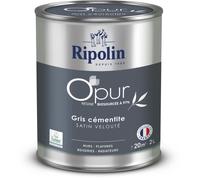 Peinture O'PUR murs, boiseries & radiateurs - RIPOLIN - 472185 - Gris cementite - Satin veloute - 2 L