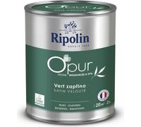 Peinture O'PUR murs, boiseries & radiateurs - RIPOLIN - 472187 - Vert zapfino - Satin veloute - 2 L