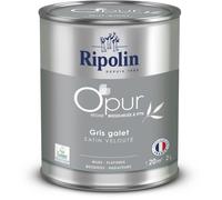 Peinture O'PUR murs, boiseries & radiateurs - RIPOLIN - 472824 - Gris galet - Satin veloute - 2 L