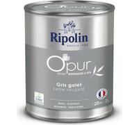 Peinture O'PUR murs, boiseries & radiateurs - RIPOLIN - 472824 - Gris galet - Satin veloute - 2 L
