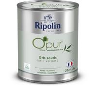 Peinture O'PUR murs, boiseries & radiateurs - RIPOLIN - 472827 - Gris souris - Satin veloute - 2 L