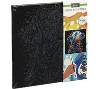 Peinture.p/num.n/toile.noire chien/lion 41688