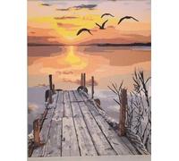 Peinture par chiffres avec cadre Peinture - Paysage, pont du coucher de soleil 40x50 cm