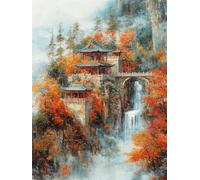 Peinture par Numéro Abstrait Architecture, Peinture par Numero Adulte, Avec Pinceaux et Pigment Acrylique, Activité Manuelle Adulte, Décoration Lntérieure, Cadeau Femme 50x70cm (sans Cadre) s0ji-373