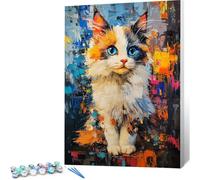 Peinture par Numero Adulte Abstrait DIY Oil Painting Kits on Canvas for Beginner, with Brushes and Acrylic Pigment, Paint by Numbers Enfant Chat Loisirs Créatifs Adultes, Cadeau Femme, 20x30 0j-422
