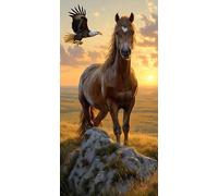 Peinture par Numero Adulte, aigle cheval DIY Peinture Enfant Acrylique avec, Peinture par Numero d'art avec Pinceaux et Acryliques Bricolage Peintures Kits pour la Décoration 30x60cm sans Cadre s-779