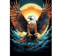 Peinture par Numero Adulte Aigle Pleine Lune 80 x 120 cm, Peinture Numéro Activité Manuelle, DIY Kit Peinture Adultes Avec Pinceaux et Peintures Acryliques pour maison Décoration (Sans Cadre) -YH785