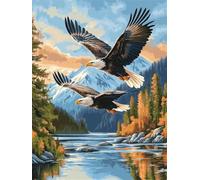 Peinture par Numero Adulte Aigle Rivières 60 x 80 cm, Peinture Numéro Activité Manuelle, DIY Kit Peinture Adultes Avec Pinceaux et Peintures Acryliques pour maison Décoration (Sans Cadre) -YH673